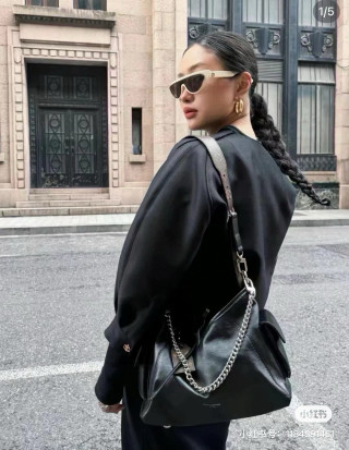 Black Quilted Chain Shoulder Bag view 6