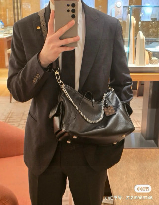 Black Quilted Chain Shoulder Bag view 9