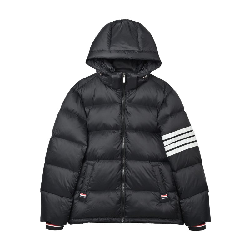 Black & Navy Colorblock Puffer Down Jacket view
