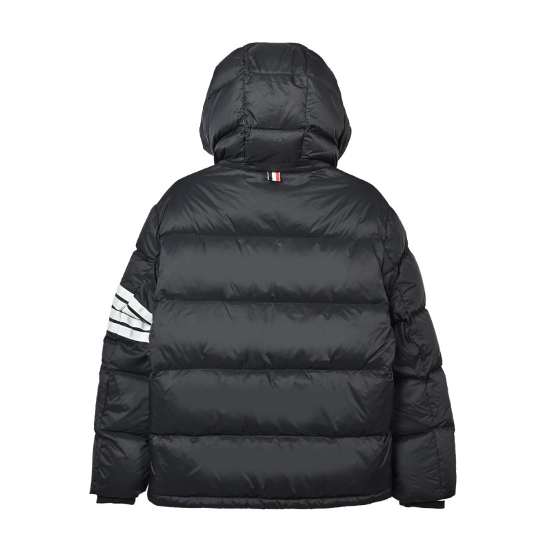 Black & Navy Colorblock Puffer Down Jacket view