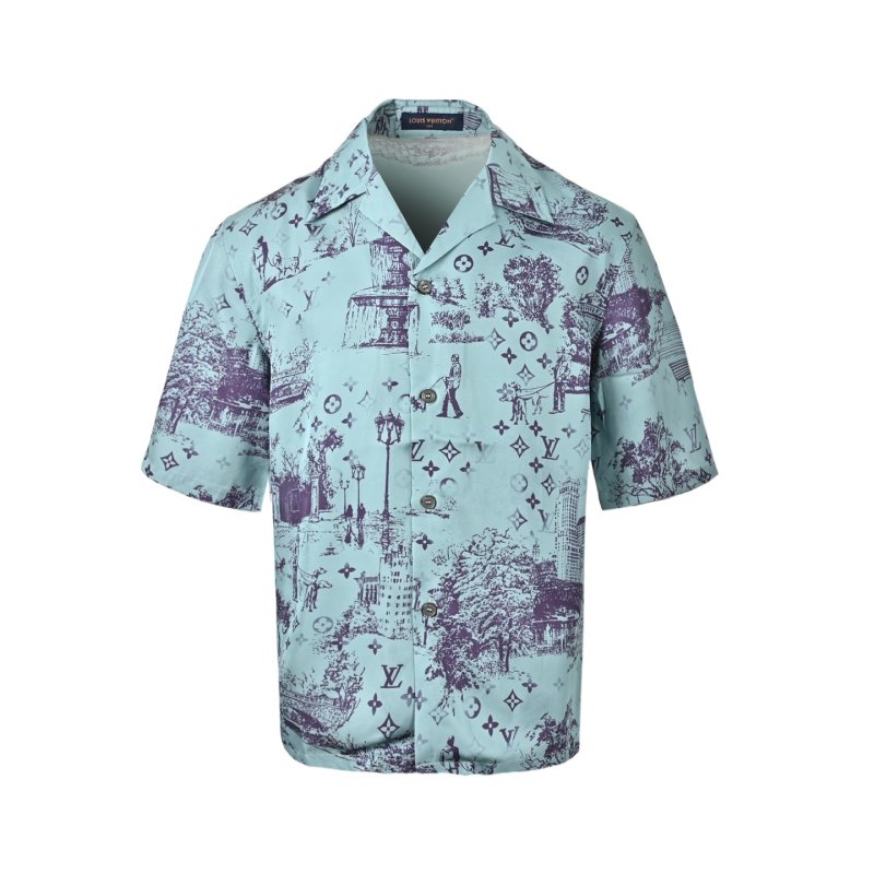Louis Vuitton Monogram Print Short Sleeve Shirt Light Blue view