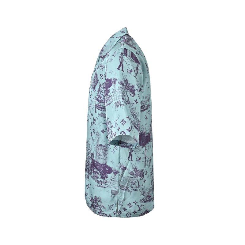 Louis Vuitton Monogram Print Short Sleeve Shirt Light Blue view