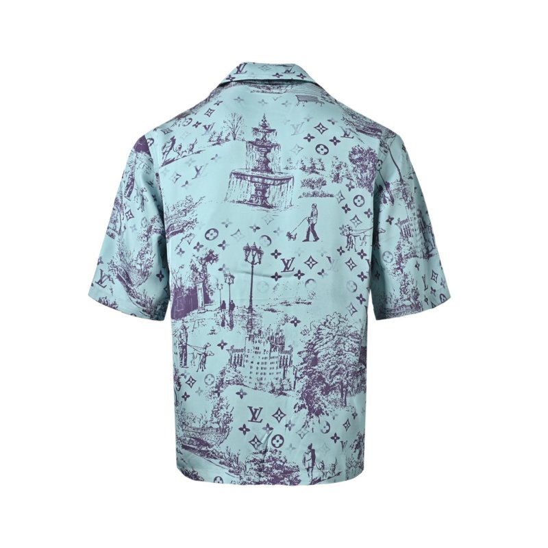 Louis Vuitton Monogram Print Short Sleeve Shirt Light Blue view