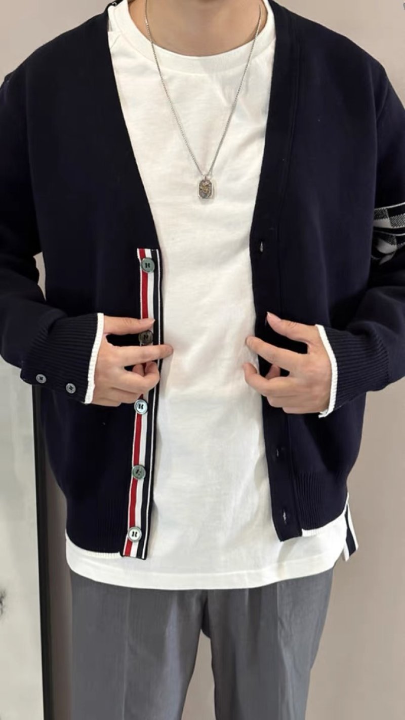 Thom Browne Navy Dachdog Checkered Cardigan view
