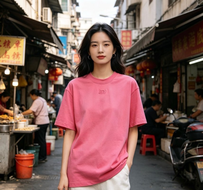Pink Embroidered Oversized T-Shirt