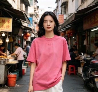 Pink Embroidered Oversized T-Shirt