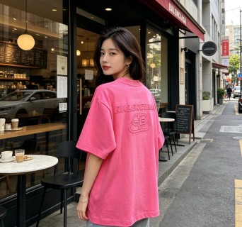 Pink Embroidered Oversized T-Shirt view 2