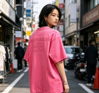 Pink Embroidered Oversized T-Shirt view 3