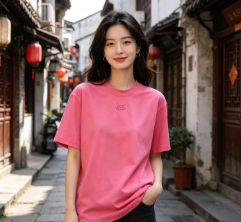 Pink Embroidered Oversized T-Shirt view 5