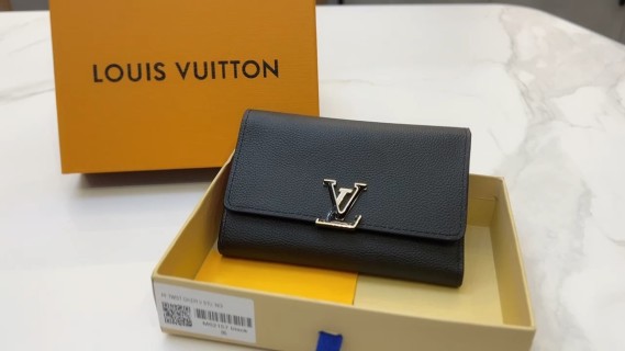 Louis Vuitton Capucines Black Compact Wallet
