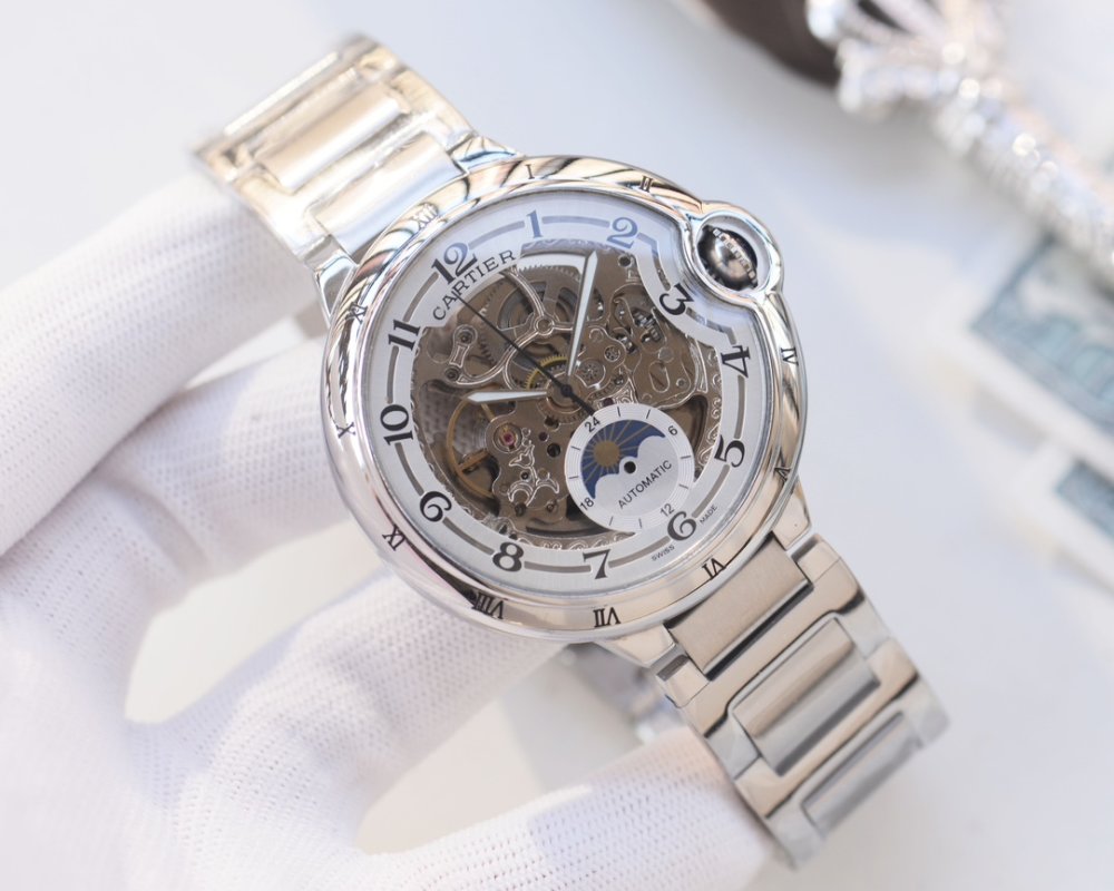 Cartier Ballon Bleu 44mm Skeleton Automatic Steel Watch