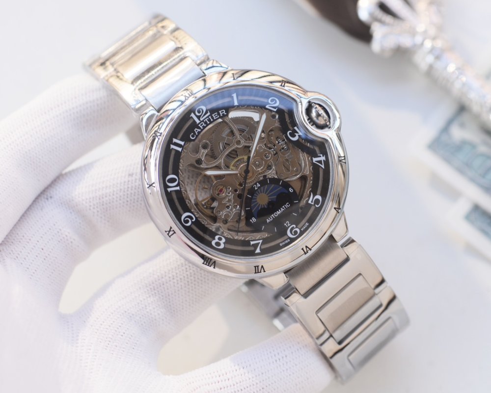 Cartier Ballon Bleu 44mm Skeleton Automatic Steel Watch view