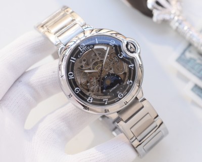 Cartier Ballon Bleu 44mm Skeleton Automatic Steel Watch view 2