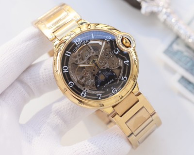 Cartier Ballon Bleu 44mm Skeleton Automatic Steel Watch view 3