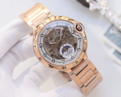 Cartier Ballon Bleu 44mm Skeleton Automatic Steel Watch view 4