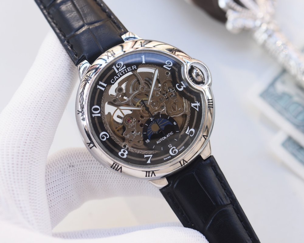 Cartier Ballon Bleu 44mm Skeleton Automatic Steel Watch view