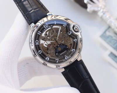 Cartier Ballon Bleu 44mm Skeleton Automatic Steel Watch view 5