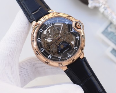 Cartier Ballon Bleu 44mm Skeleton Automatic Steel Watch view 7