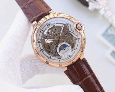 Cartier Ballon Bleu 44mm Skeleton Automatic Steel Watch view 8