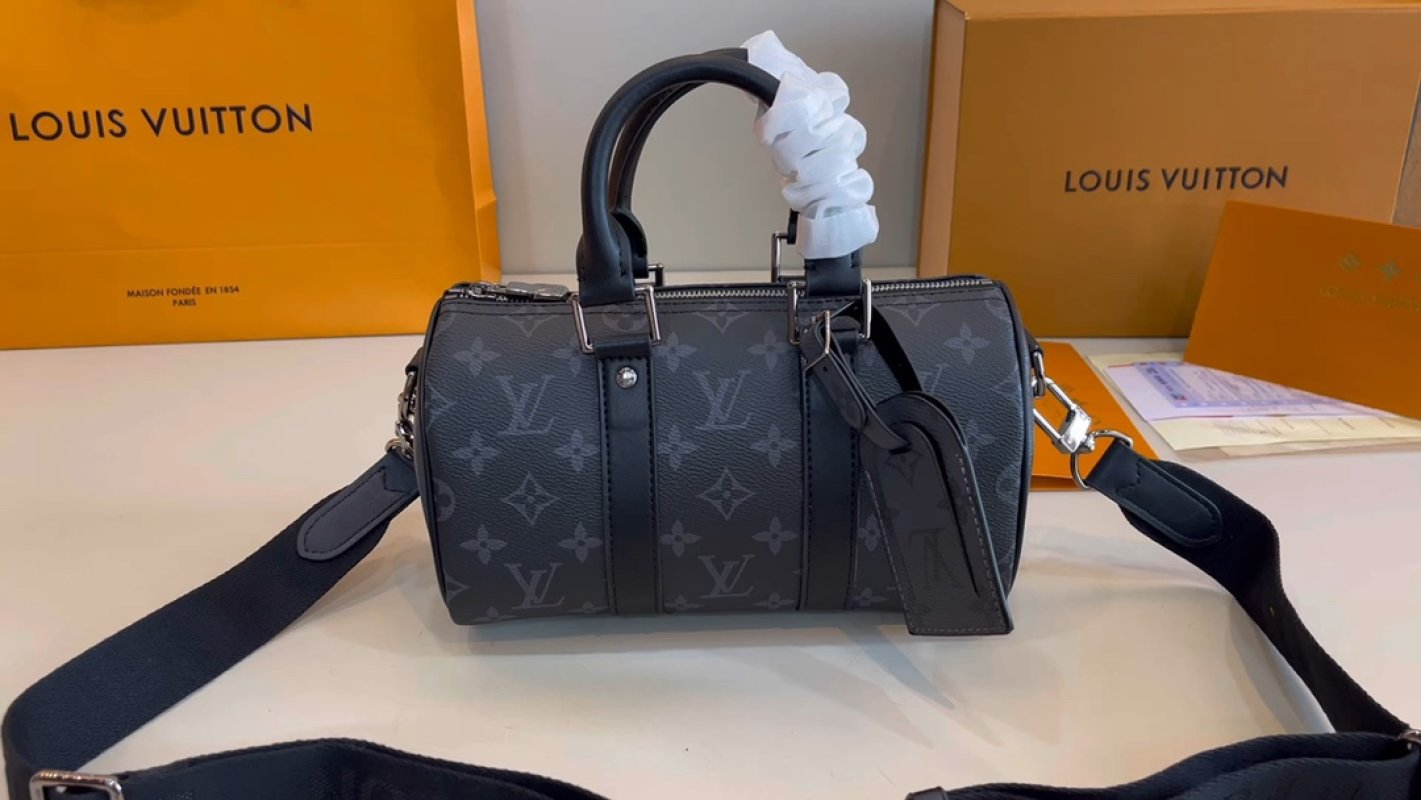 Louis Vuitton Monogram Canvas Keepall Bandouliere Black