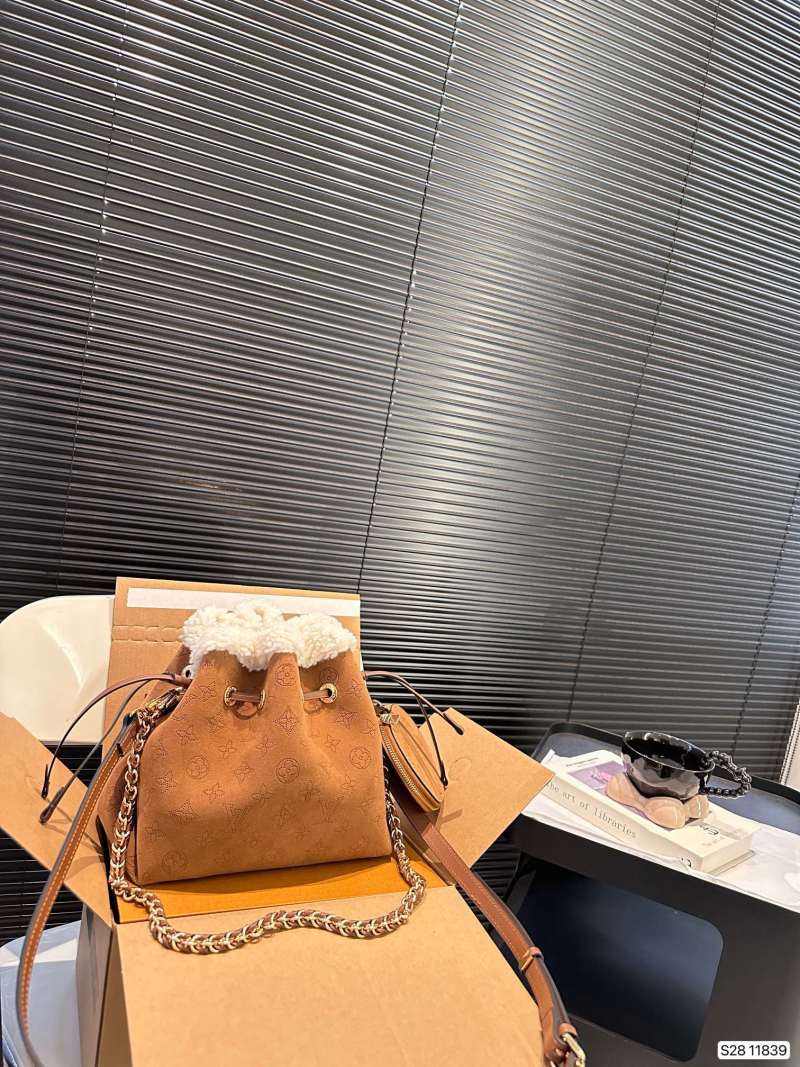 Louis Vuitton Suede Bucket Bag - Caramel