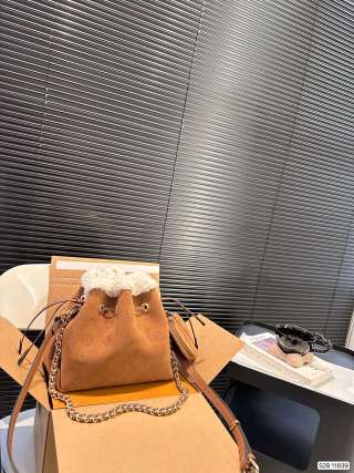 Louis Vuitton Suede Bucket Bag - Caramel