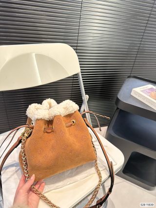 Louis Vuitton Suede Bucket Bag - Caramel view 3