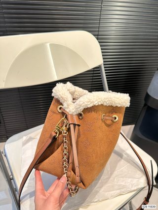 Louis Vuitton Suede Bucket Bag - Caramel view 7