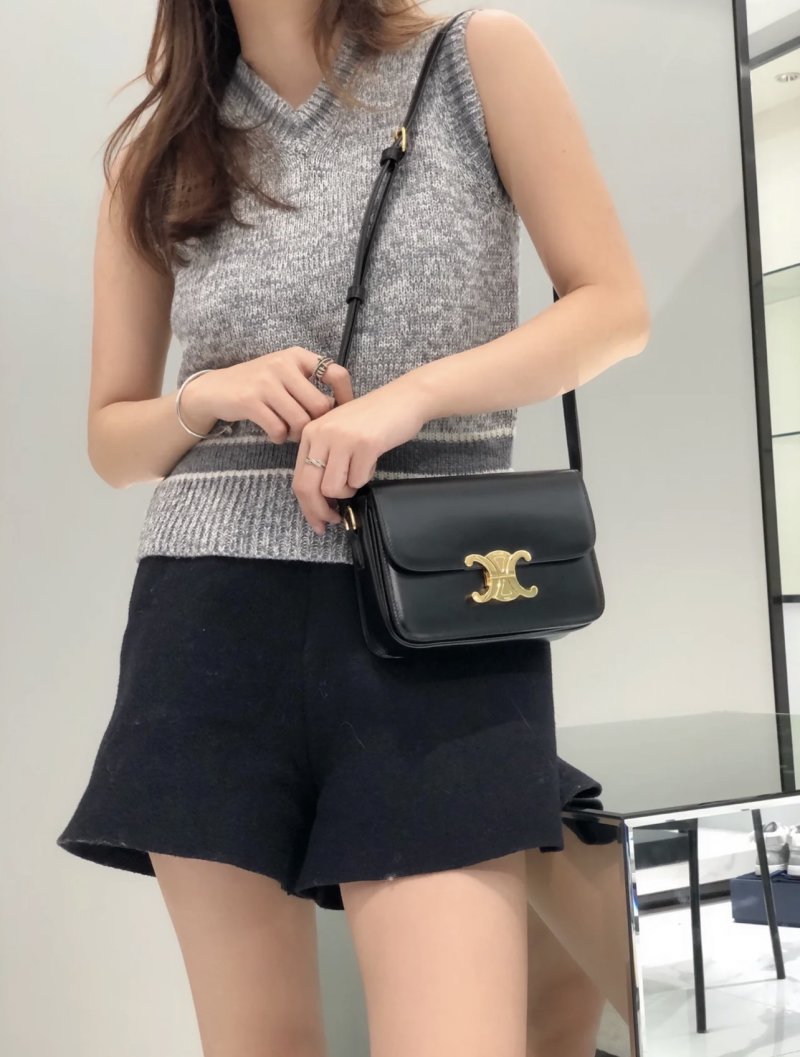 Celine Black Triomphe Shoulder Bag