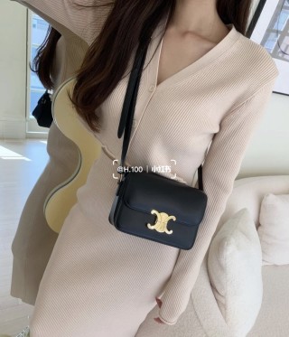 Celine Black Triomphe Shoulder Bag view 2
