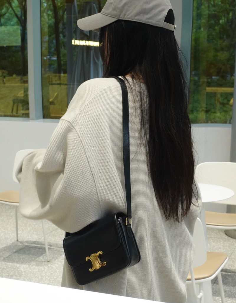 Celine Black Triomphe Shoulder Bag view