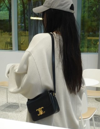 Celine Black Triomphe Shoulder Bag view 3
