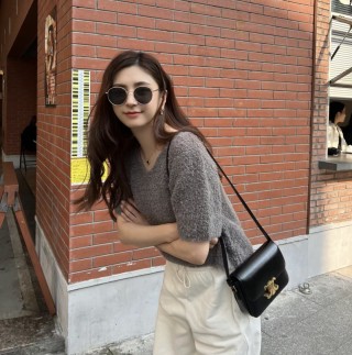 Celine Black Triomphe Shoulder Bag view 4