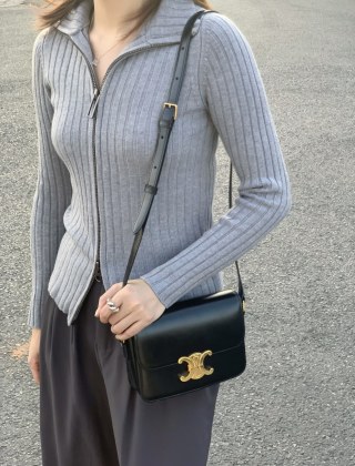 Celine Black Triomphe Shoulder Bag view 6