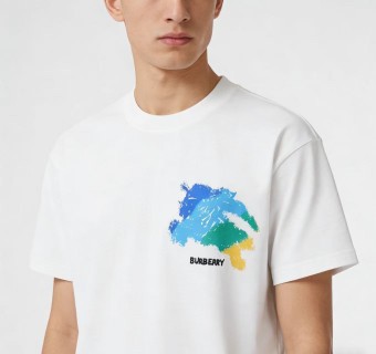 Burberry Colorblock Map White T-Shirt view 9
