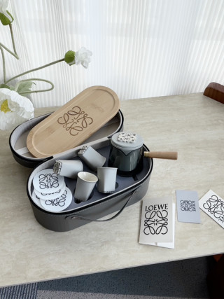 Loewe Anagram Tea Service Set with Wooden Tray