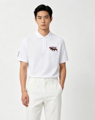 Burberry EKD Embroidered White Polo Shirt view 2