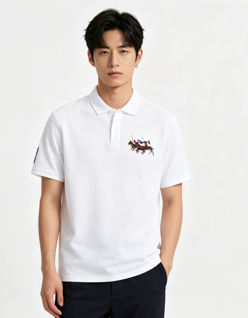Burberry EKD Embroidered White Polo Shirt view