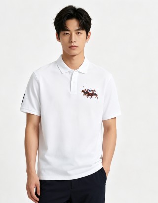 Burberry EKD Embroidered White Polo Shirt view 3