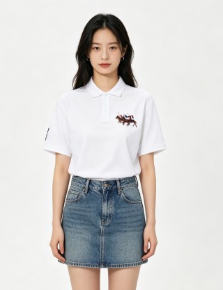 Burberry EKD Embroidered White Polo Shirt view 4