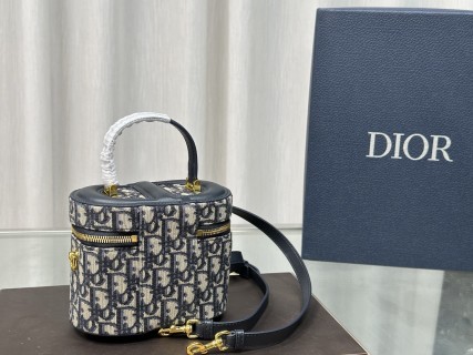 Dior CD Monogram Canvas Vanity Case Cosmetic Box Bag view 9