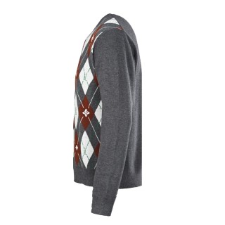 Louis Vuitton Argyle Jacquard Wool Sweater Grey view 2