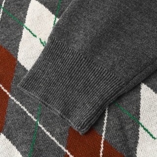 Louis Vuitton Argyle Jacquard Wool Sweater Grey view 7