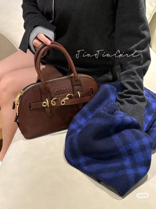 Miu Miu Shell Bag Cognac Brown Leather view 7