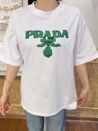 Prada Green Logo White T-Shirt view 4