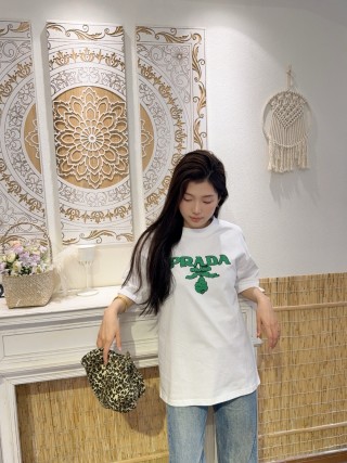 Prada Green Logo White T-Shirt view 5