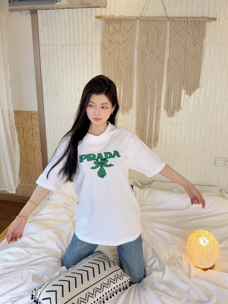 Prada Green Logo White T-Shirt view