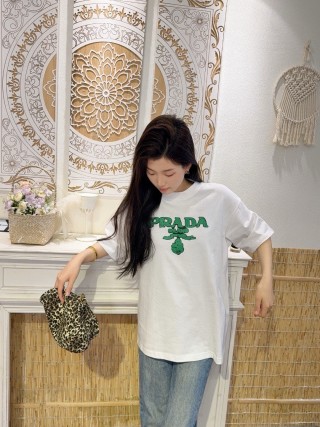 Prada Green Logo White T-Shirt view 7