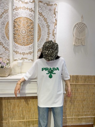 Prada Green Logo White T-Shirt view 8
