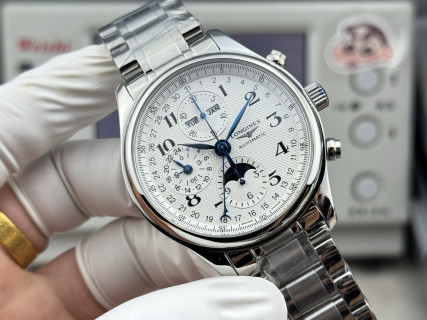 Longines Master Collection Moon Phase Chronograph 42mm Silver view 2